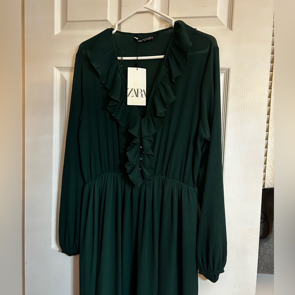 Zara Dark Green Long Sleeve Dress